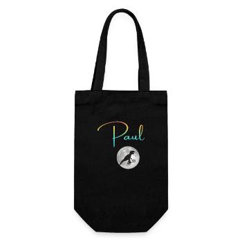PAUL - Schöner Jungen Name mit Dinosaurier - Geschenkbeutel für Flaschen - Schwarz - Vorne