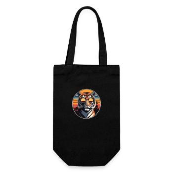 Stylischer Tiger-Print für Trendsetter - Geschenkbeutel für Flaschen - Schwarz - Vorne