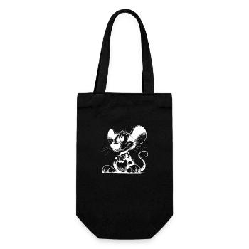 Grinning mouse with big eyes huge ears - Gift Bag for Bottles - black - Front