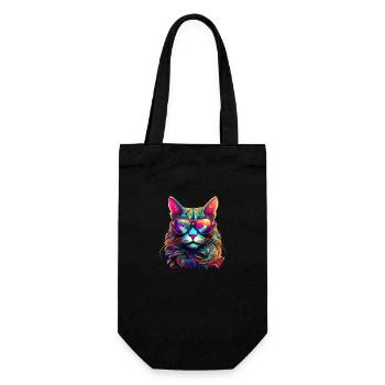 Cool Cat - Neon Vibes - Geschenkbeutel für Flaschen - Schwarz - Vorne