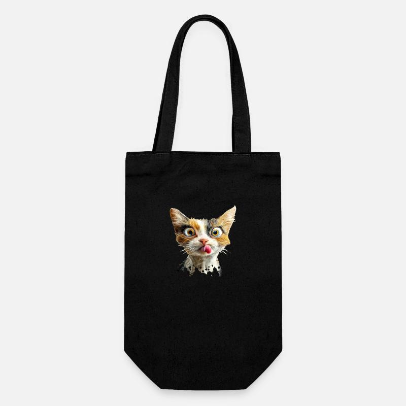 Funny Cat - Geschenkbeutel für Flaschen - Schwarz