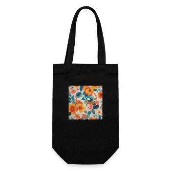 Blumen - Geschenkbeutel für Flaschen - Schwarz - Vorne