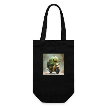 Lusitge cucumber rides a motorcycle - Gift Bag for Bottles - black - Front