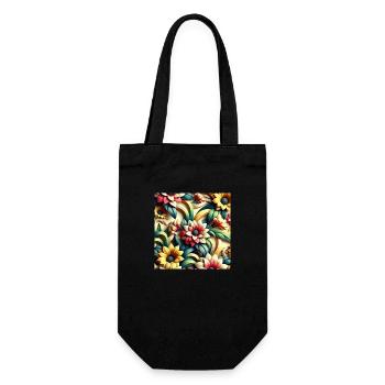 Blumenmuster 3D Effekt - Geschenkbeutel für Flaschen - Schwarz - Vorne