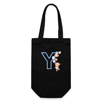 Blue Letter Y Bear - Gift Bag for Bottles - black - Front