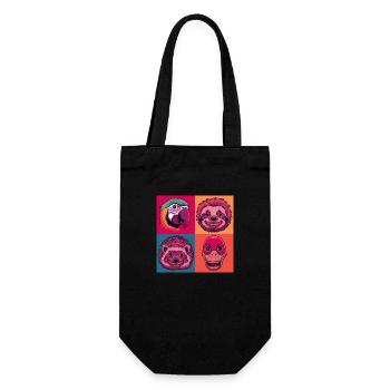 Pop-Art Halloween tiere smile Igel Papagei Ente - Geschenkbeutel für Flaschen - Schwarz - Vorne