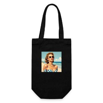 Das Model am Strand - Geschenkbeutel für Flaschen - Schwarz - Vorne