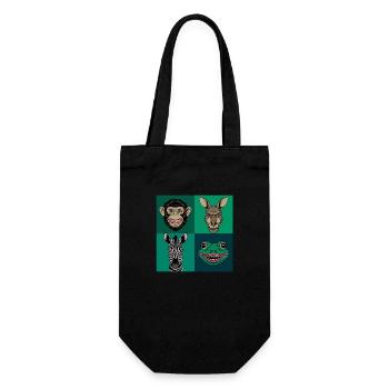 Smile Tiere Affe Känguru Zebra Frosch Halloween - Geschenkbeutel für Flaschen - Schwarz - Vorne
