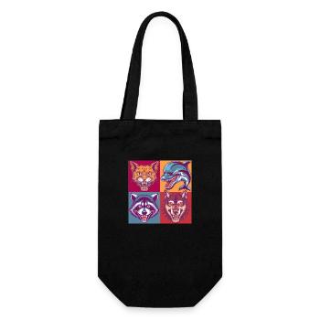 Pop-art Tiere Cat Delphin Wolf Waschbär Halloween - Geschenkbeutel für Flaschen - Schwarz - Vorne