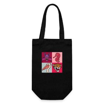 Pop Art Hippocampe Pélican Chauve-souris Léopard - Sac à bouteille - noir - Devant