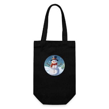 Bonhomme de neige dans le paysage hivernal - Sac à bouteille - noir - Devant