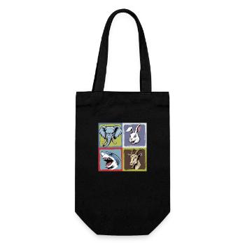 Popart Elefant Hase Hai Ziegenbock Smile Horror - Geschenkbeutel für Flaschen - Schwarz - Vorne