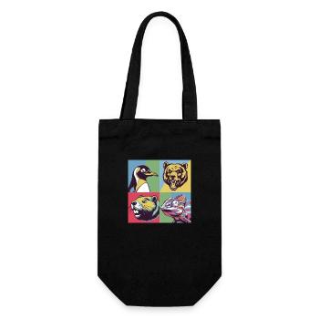 Pop Art pingouin ours castor caméléon animaux colorés - Sac à bouteille - noir - Devant