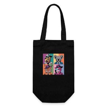 Pop Art Colorful Suits Vulture Flamingo Lynx Koala - Gift Bag for Bottles - black - Front