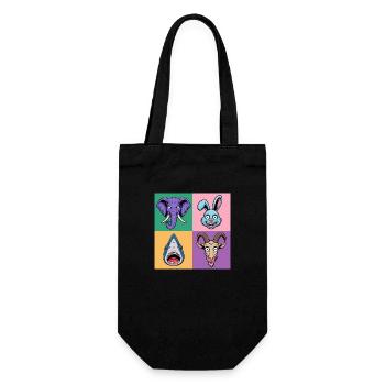 Popart coloré éléphant lapin requin chèvre - Sac à bouteille - noir - Devant