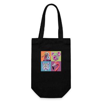 Pop-art Luchs bunt Koala Flamingo Geier Smile - Geschenkbeutel für Flaschen - Schwarz - Vorne