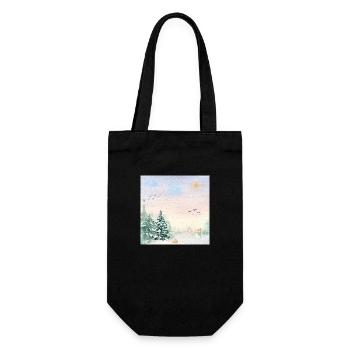 Winter Wonderland Snowy Landscape - Gift Bag for Bottles - black - Front