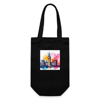 Big Ben Watercolour Splash Art - Gift Bag for Bottles - black - Front