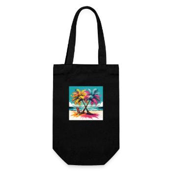 Vibrant Palm Trees on a Tropical Beach - Gift Bag for Bottles - black - Front
