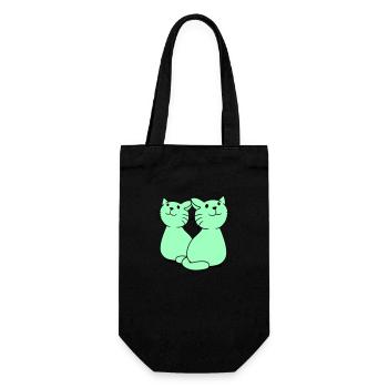 Deux chats heureux 2 amis Couple Équipe Couple - Sac à bouteille - noir - Devant