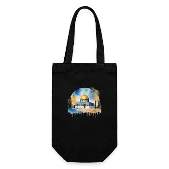 Iconic Dome of the Rock Illustration - Gift Bag for Bottles - black - Front