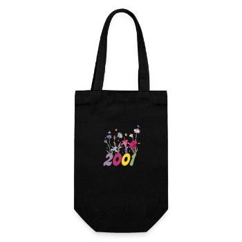 Year of birth 2001 wildflowers - Gift Bag for Bottles - black - Front