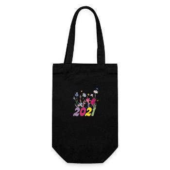 Year of birth 2021 wildflowers - Gift Bag for Bottles - black - Front