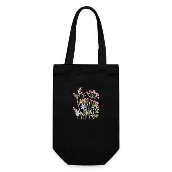 Delicate Watercolour Floral Art - Gift Bag for Bottles - black - Front