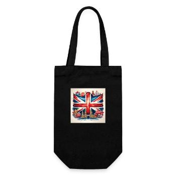 Bold British Union Jack Cityscape Artwork - Gift Bag for Bottles - black - Front