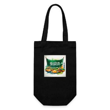 Saudi Flag and Feast – Vibrant Arabian Heritage - Gift Bag for Bottles - black - Front