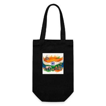 Vibrant Indian Heritage Flag Art - Gift Bag for Bottles - black - Front