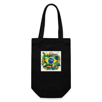 Brazilian Flag and Traditional Foods - Gift Bag for Bottles - black - Front
