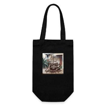 But first Coffee - Geschenkbeutel für Flaschen - Schwarz - Vorne
