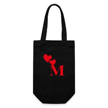 Lettre m cœur rouge - Sac à bouteille - noir - Devant