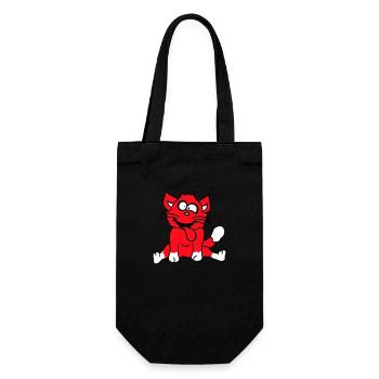 Cat Squints Funny Crazy Tongue Out Grimace - Gift Bag for Bottles - black - Front