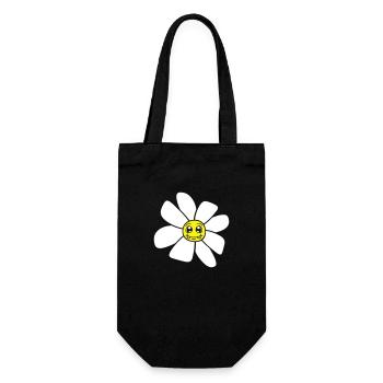Petit drôle de fleur heureuse visage dessin animé - Sac à bouteille - noir - Devant
