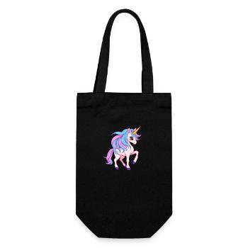 Mystisches Einhorn mit Regenbogenmähne und Horn - Geschenkbeutel für Flaschen - Schwarz - Vorne