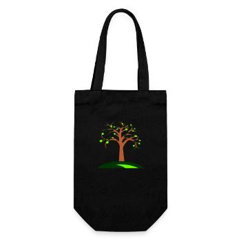Baum Schöne Blätter Natur Wald Bäumchen Silhouette - Geschenkbeutel für Flaschen - Schwarz - Vorne