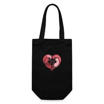 Alles, was du brauchst, ist Liebe und eine Katze - Geschenkbeutel für Flaschen - Schwarz - Vorne