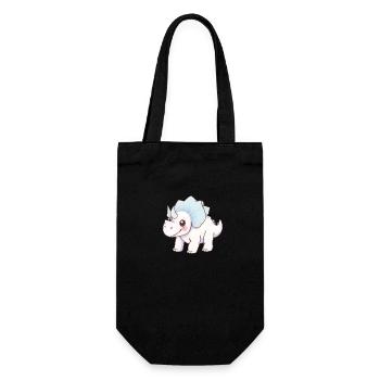 Dinosaure de dessin animé souriant avec arc bleu - Sac à bouteille - noir - Devant