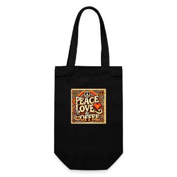 peace love and coffee - Gift Bag for Bottles - black - Front