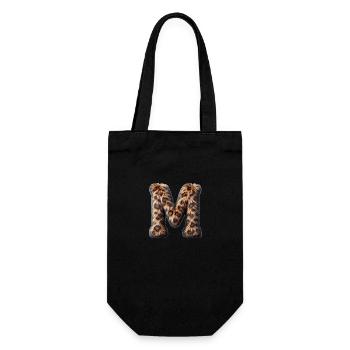 Flauschiger Buchstabe M Leopardenfell - Geschenkbeutel für Flaschen - Schwarz - Vorne