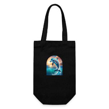 A dolphin coming out of the sea - Gift Bag for Bottles - black - Front