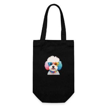Bichon Frisé Hund Süße Bunte Brille - Geschenkbeutel für Flaschen - Schwarz - Vorne