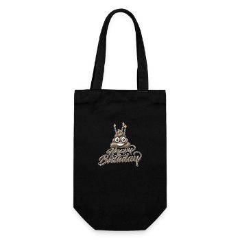 Happy birthday Poo with three candles - Gift Bag for Bottles - black - Front