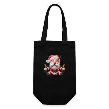Betrunkener Weihnachtsmann 1 - Geschenkbeutel für Flaschen - Schwarz - Vorne