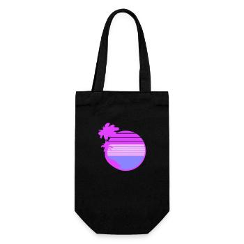 palmiers île arbres plage rayures mer voyage rose - Sac à bouteille - noir - Devant