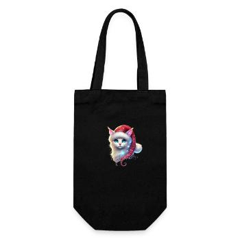 Christmas Cat - Geschenkbeutel für Flaschen - Schwarz - Vorne