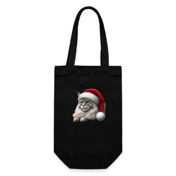 Christmas Cat - Geschenkbeutel für Flaschen - Schwarz - Vorne