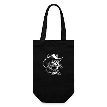 Funny Cat Cowboy - Gift Bag for Bottles - black - Front